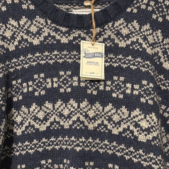 NWT Schott Bros Wool Crew Neck Heavy Sweater Men’s Size XXL Blue Gray - Picture 2 of 5